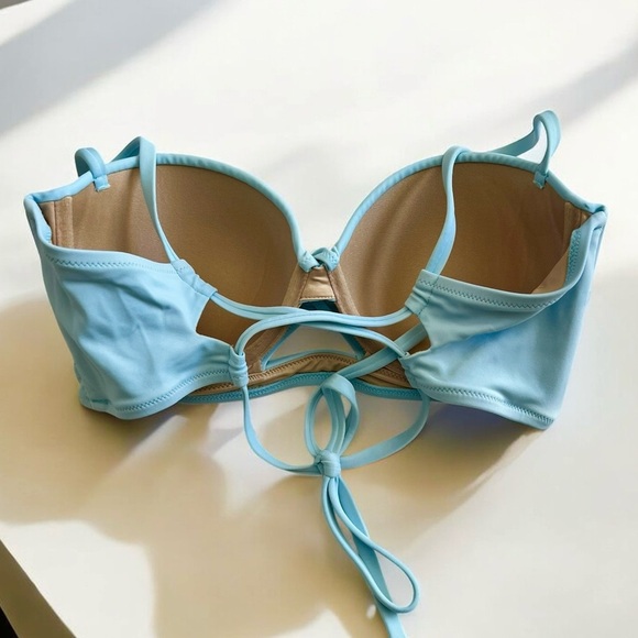 🌻NWOT Shade & Shore light blue Twist-Front keyhole Bikini Top Size 34C - Picture 4 of 9